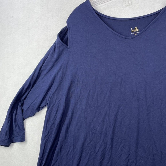 Belle Kim Gravel QVC Womens Size 2X Modal Blend Navy Blue Stretch Tunic Top - Picture 12 of 15